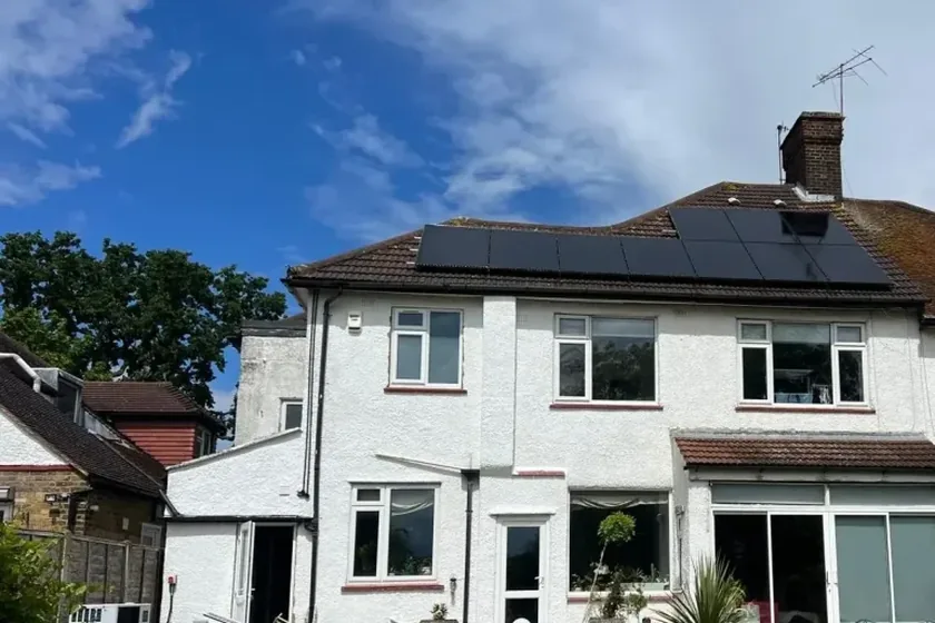 Air source heat pump with roof-mounted solar in Winchmore Hill N21